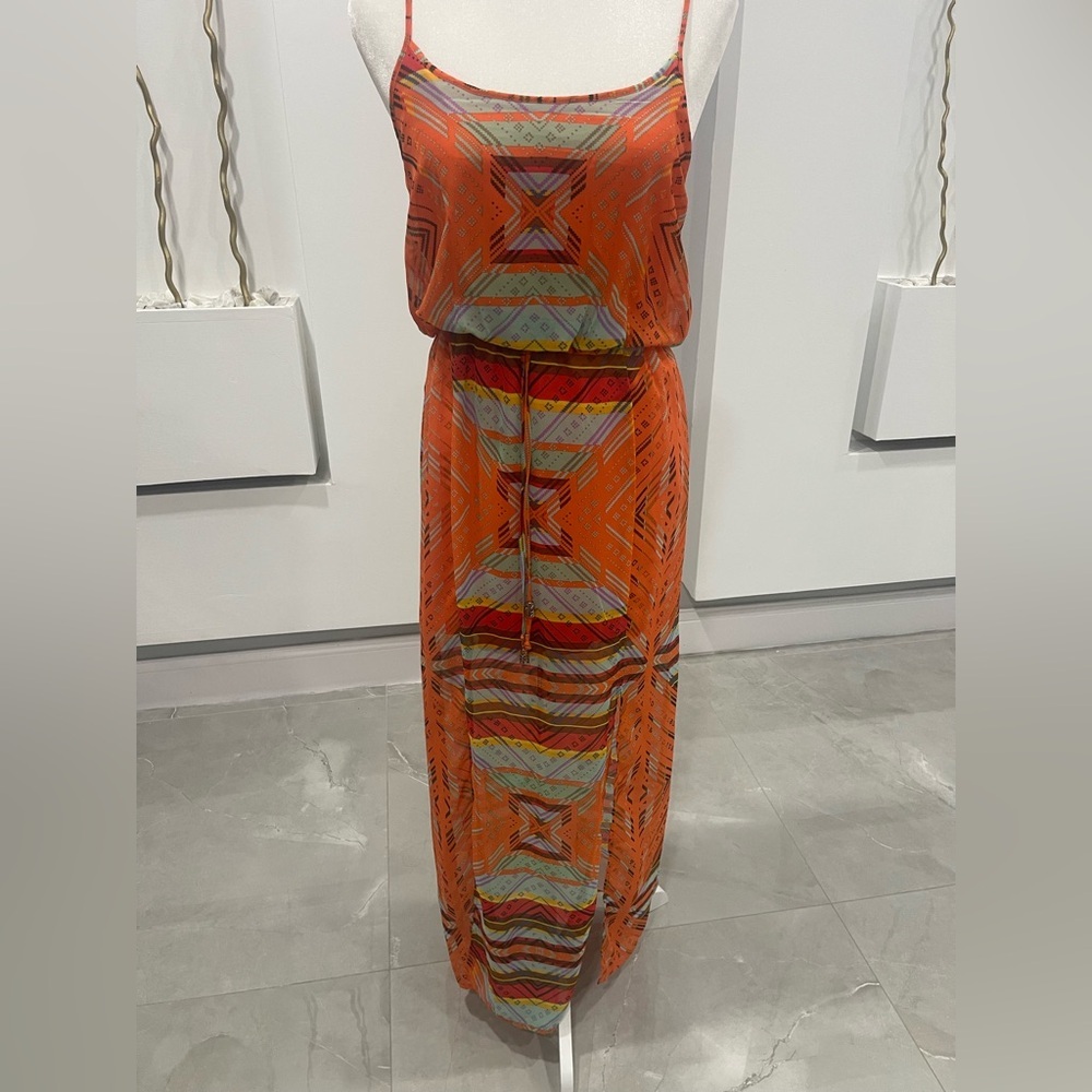 Deb Vibrant Orange Patterned Maxi Dress